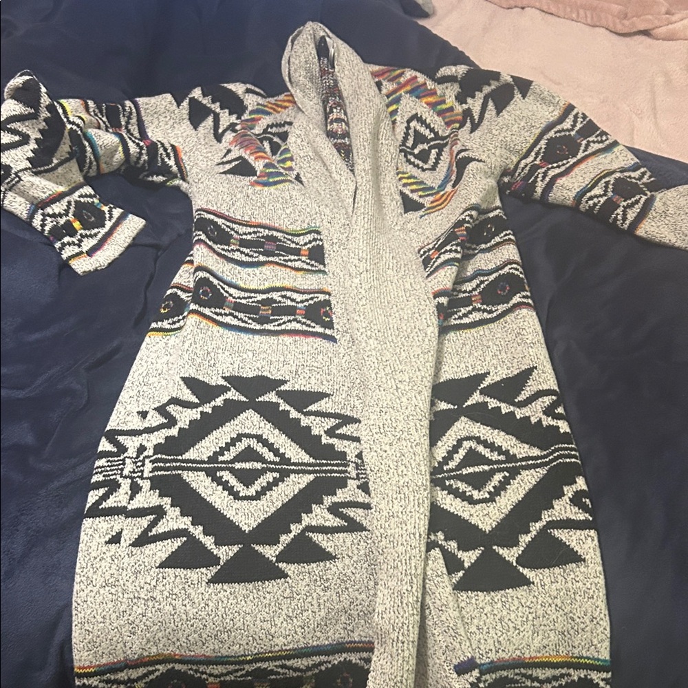 Aztec Western Duster Women's Patterned Open Front Cardigan